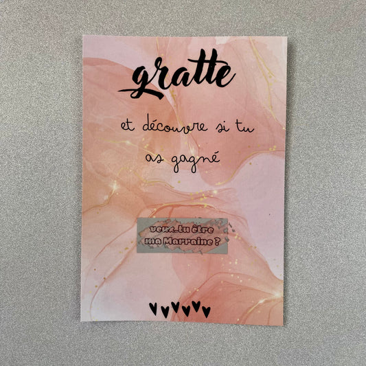 Carte à gratter veux-tu être ma marraine, demande marraine